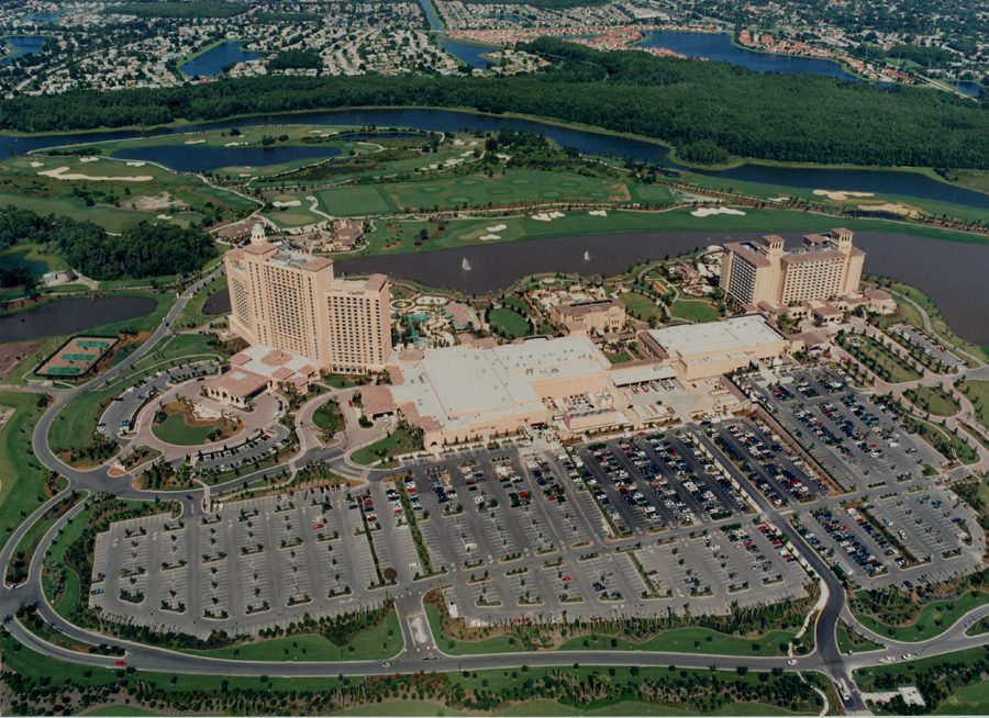 Past Projects: An aerial view of a large hotel and casino.