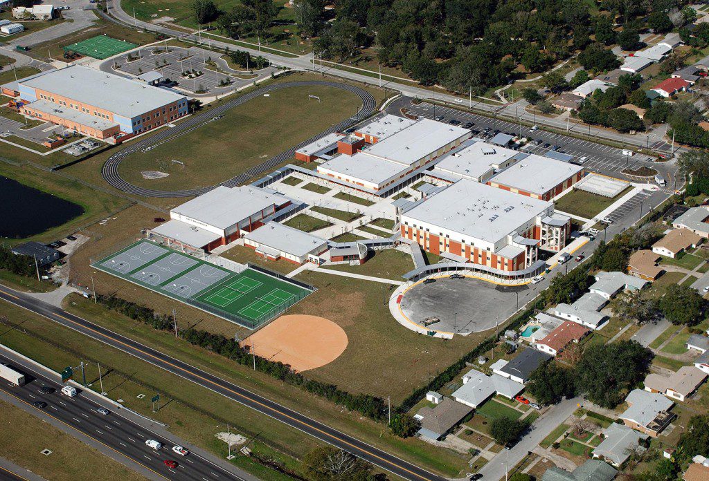 An aerial view of a past school project.