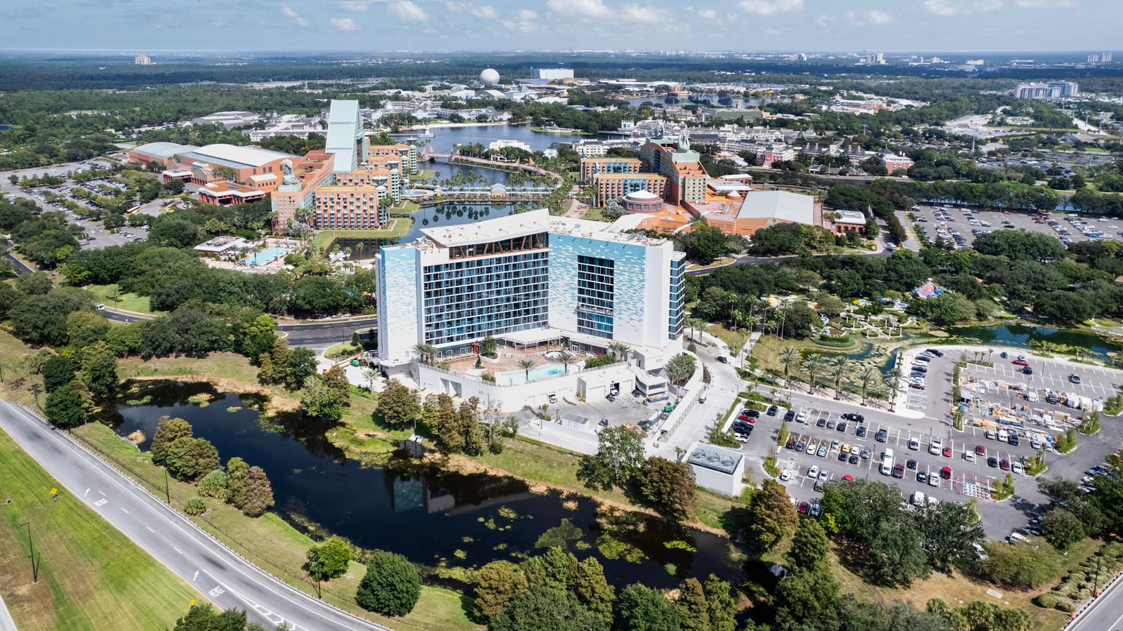 An aerial view of a hotel in Orlando, Florida among past projects.